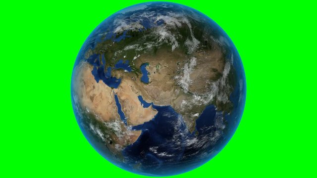 Greece. 3D Earth in space - zoom in on Greece outlined. Green screen background