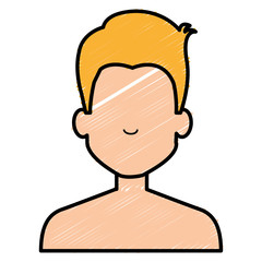 young man shirtless avatar character vector illustration design