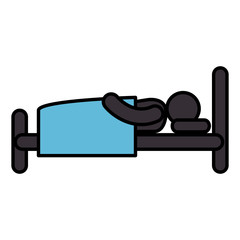 human silhouette sleeping in the bed vector illustration design