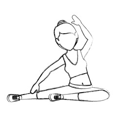 Athlete woman doing exercise vector illustration design