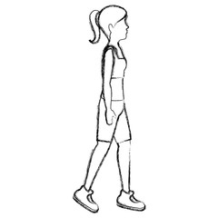 Athlete woman doing exercise vector illustration design