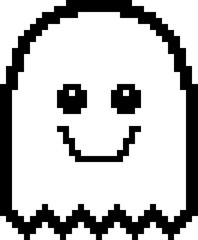 Smiling 8-Bit Cartoon Ghost