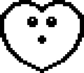Surprised 8-Bit Cartoon Heart