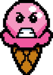 Fototapeta premium Angry 8-Bit Cartoon Ice Cream