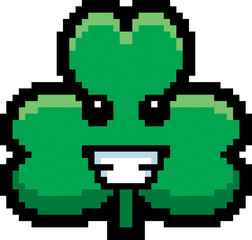 Smiling 8-Bit Cartoon Shamrock