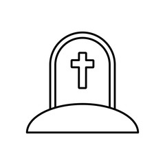 Fototapeta premium gravestone with cross sign icon over white background vector illustration