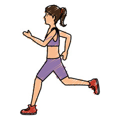 Fototapeta na wymiar Athlete woman running character vector illustration design