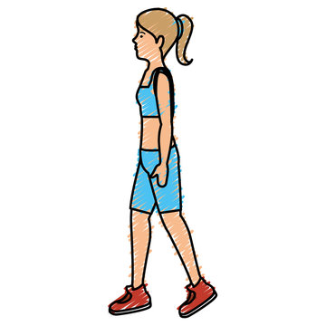 Athlete woman doing exercise vector illustration design