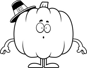 Surprised Cartoon Pumpkin Pilgrim