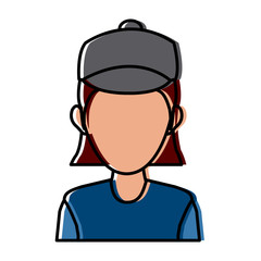 portrait woman character avatar employee icon vector illustration