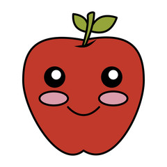apple fresh fruit kawaii character vector illustration design