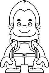 Cartoon Smiling Hiker Sasquatch