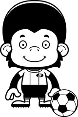 Cartoon Smiling Soccer Player Chimpanzee
