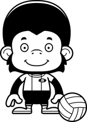 Cartoon Smiling Volleyball Player Chimpanzee
