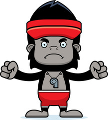 Naklejka premium Cartoon Angry Lifeguard Gorilla
