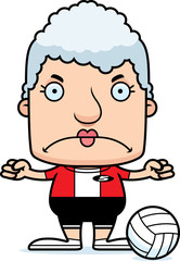 Cartoon Angry Volleyball Player Woman