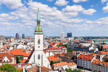 Obraz premium St. Martin´s church with panorama of Bratislava, Slovakia