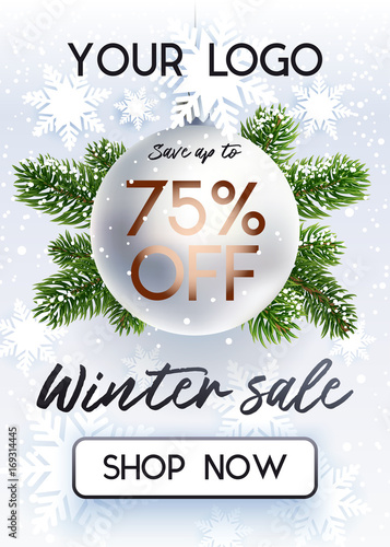 The Christmas Sale Discounts Up To 75 Percent Banner For Website Realistic Vector The Christmas Sale Discounts Up To 75 Percent Banner For Website Realistic Vector