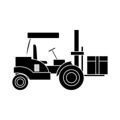 forklift loaded with cardboard box logistics and delivery vector illustration