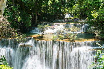 Huay mae khamin waterfall in khuean srinagarindra national park at kanchanaburi thailand
