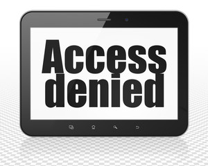 Protection concept: Tablet Pc Computer with Access Denied on display