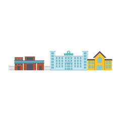 street with buildings icon over white background colorful design vector illustration