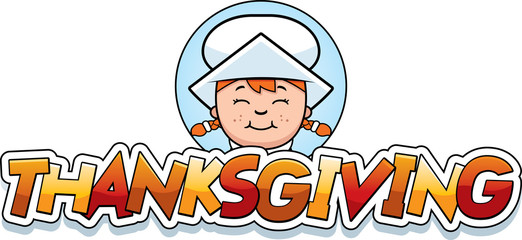 Cartoon Thanksgiving Pilgrim Girl Graphic