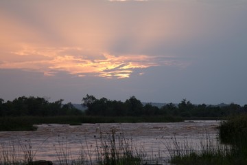 Sunset, river side at the Selous Game Reserve, Tanzania