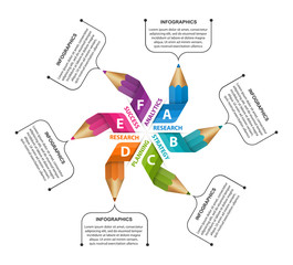 Infographics template with pencil. Can be used for education or business presentations, information banner.