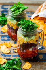 Chopped Black Bean and Corn Mason Jar Salad