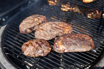 BBQ grill steaks grilled meat on the flame