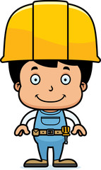 Cartoon Smiling Construction Worker Boy