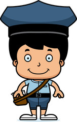 Cartoon Smiling Mail Carrier Boy