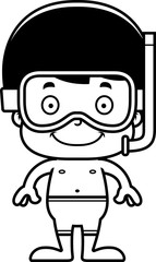 Cartoon Smiling Snorkeler Boy