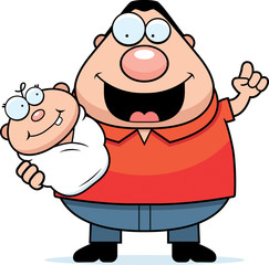Cartoon Dad Talking to Baby