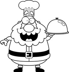 Cartoon Santa Claus Chef Serving