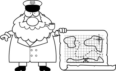 Cartoon Sea Captain Treasure Map