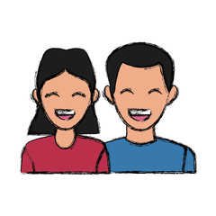 delivery man and woman portrait people worker vector illustration