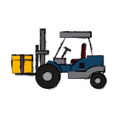 forklift loaded with cardboard boxes logistics and delivery vector illustration