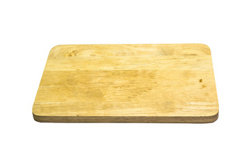 Wooden square plate isolated on white background. Clipping path.