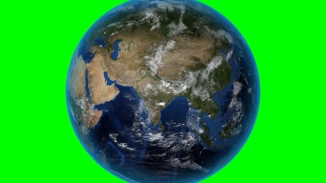 Iran. 3D Earth in space - zoom in on Iran outlined. Green screen background