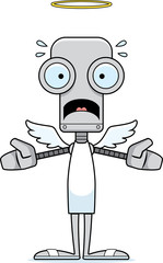 Cartoon Scared Angel Robot
