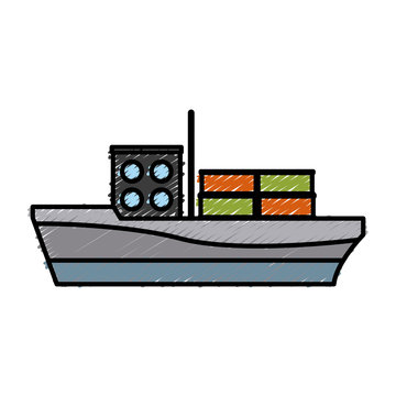 recommend clip art: cargo ship carries steel containers for delivery vector illustration