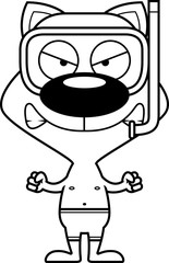 Cartoon Angry Snorkeler Kitten