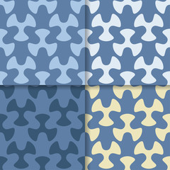 Geometric set of blue seamless patterns for design