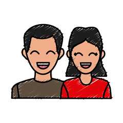 delivery man and woman portrait people worker vector illustration