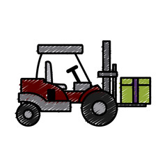 forklift loaded with cardboard boxes logistics and delivery vector illustration