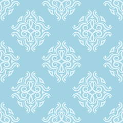 Fototapeta na wymiar Vintage blue ornament. Floral seamless pattern