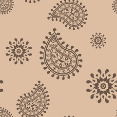 Brown seamless pattern with wallpaper ornaments