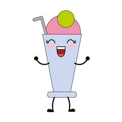 kawaii milkshake drink icon over white background vector illustration